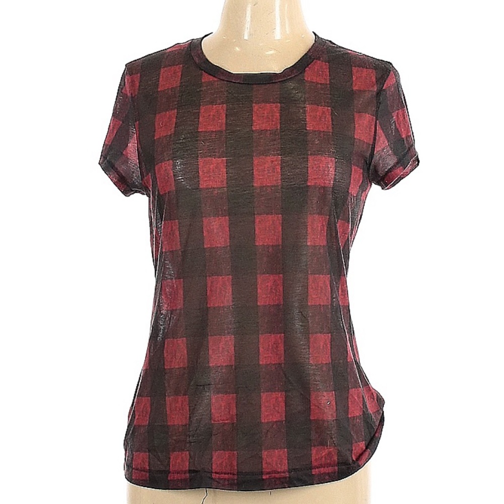 RAG & BONE Red Buffalo Plaid T-shirt, size L